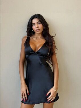 Princess Polly Black Satin Mini Dress